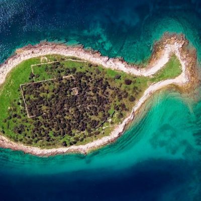 Fish formed island Gaz, Brijuni, Croatia