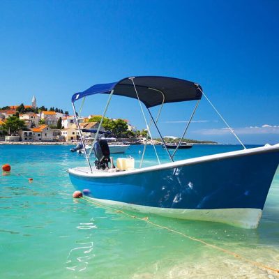 Primosten, boat moored, Croatia